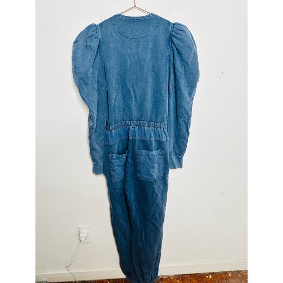 ULLA JOHNSON Indigo Acid Denim Puff Sleeve Sadie Jumpsuit size Small - Picture 10 of 14